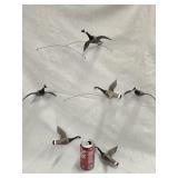 Miniature Goose Mobile - 6 Miniature wood carved