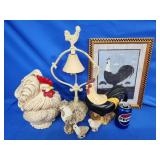 Cast iron bell on stand with rooster finale,