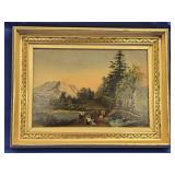 Landscape Oil Painting on Board 12"×9" mounted in