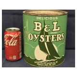 B & L OYSTERS, one gallon can, Bivalve Packing