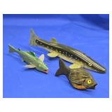 3 Vintage Fisb Decoys - 1 Lawrence Bethel and 2