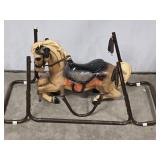 Vintage hobby horse plastic body, metal frame