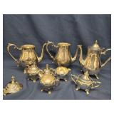 3 Electroplated teapots and 2 Electroplated