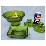 MCM L.E. Smith Sand Scroll Avocado Green Compote,