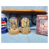 2 Franklin Mint John Wayne Figures under glass