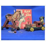 2 Antique Toys - Metal Gong Bell Trixp Train with