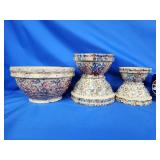 4 stoneware Nesting mixing bowls and 1 additional
