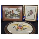 3 MCM Framed Cross Stitched  Art Work all 3 in