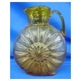 Art glass sun flower pitcher.  Look at the