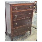 Mahogany high chest 4 drawers. Measures 34"w 1