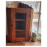 Oak hanging corner cabinet