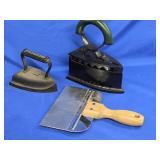 Antique coal iron, Blacklock Sadiron and a