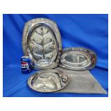 Well and tree silver plate tray and oval serving