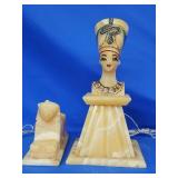 Vintage Egyptian alabaster lamp of Nefertiti and