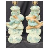 MCM Chaulkware ballerina lamps by Puccini Art