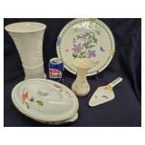 Lot - 6" Belleek Vase, 1p" Wedgwood Classic