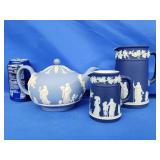 3 pcs. Wedgwood jasperware teapot signed and 2
