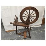 Antique Spinning wheel, signed D. Teese, has f