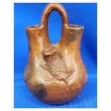 Navajo terracotta wedding vase with applied