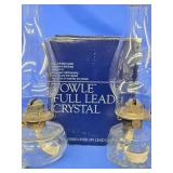 2 Glass Finger oil lamps and 3 Towle Full Lead