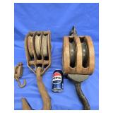 3 Block Pulleys - one Large triple metal block
