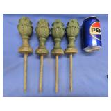 4 Antique Cast Iron Architectural Acanthus Finial