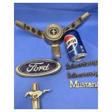 7 Ford Mustang pieces - 5 emblems, Ford Oval and