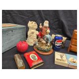 Lot - Resin Santa, Resin Duck Hunter with Dog,