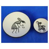 2 Miniature plates Acoma Native American Indian