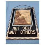 Chip glass mirror with foil backing.  Religious