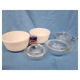 2 Pyrex Milkglass ribbed Mixing for Hamilton