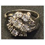 14K White Gold Diamond Ring, , gold rind with 13