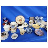 Tea cups, Japanese bowl, dresser box, goose on