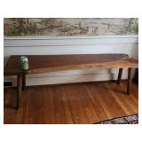 Wood slab seat bench.