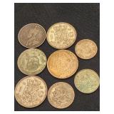 8 silver Foreign / World Coins.  Look at the