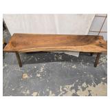 Cherry Wood slab seat bench. Measures 51"long,