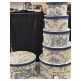 Set 5 nesting round boxes plus one large round