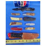 Solingen DBGM fixed blade knive and 9 pen knives.