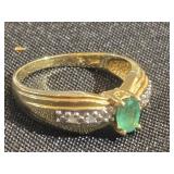 14K Gold Ring with Diamond and Emerald look at