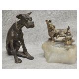 2 Dog Paperweights- Great Dane Sitting and a