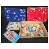 Political pins, Auto pins, planes, Squiggly