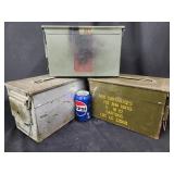 3 metal military ammo boxes/ cans.   Look at the