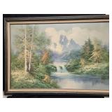 Signed Oil painting on Camvas Landscape mountain