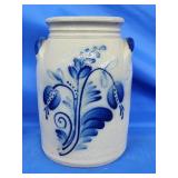 Eldreth Pottery Stoneware Crock blue decorated