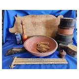 22.5" Pig cutting board, 3 rod towel drying rack,