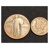 1926 Silver  Stand Liberty Quarter and 1940 S