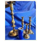 4 brass candlesticks.  15.75" made in India,