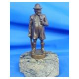 F. Herlinger Bronze statue on stone.  5" Total