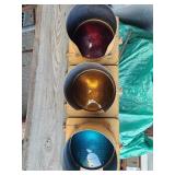 Vintage 3 light metal traffic signal