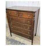Mahogany Highchest 6 drawers reeded columns,
